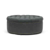 Baxton Studio 532-Gray-Otto Iglehart Gray Linen Modern Tufted Ottoman